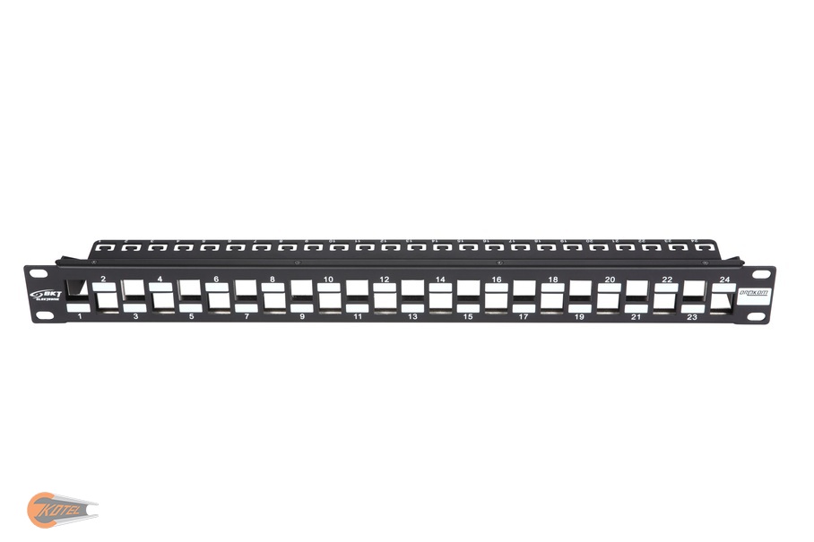 Panel krosujący 19" modularny 24xRJ45 (przesunięte porty)